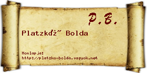 Platzkó Bolda névjegykártya
